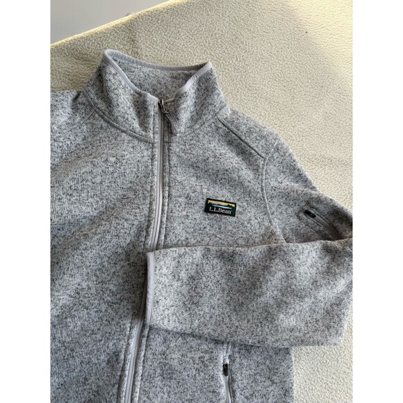LL Bean Jacket Womens Large Petite Gray Fleece Zip Outdoors Windbreaker Hiking - Picture 7 of 10